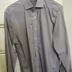 White Blue and Pink Dress Shirt with Pointed Collar